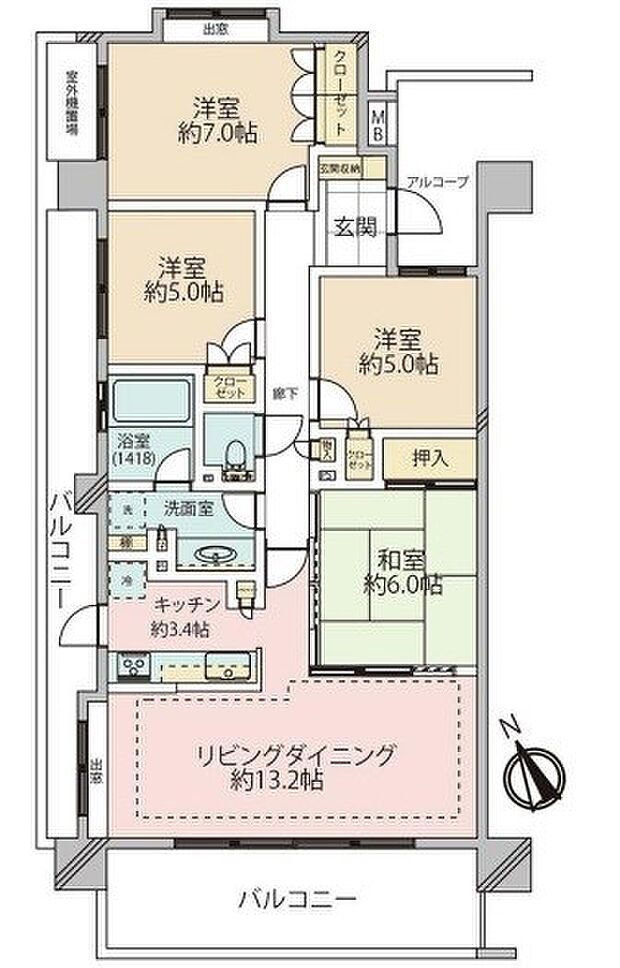 ライオンズ蓮田レスティアコート(4LDK) 4階の間取り図