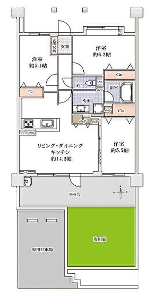 コスモシティ戸田グランキューブ(3LDK) 1階の内観