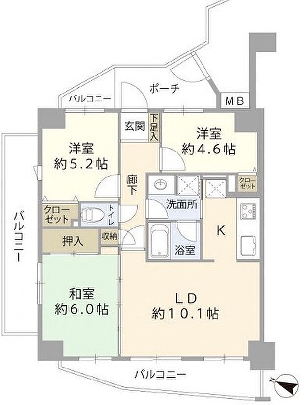 ダイアパレス川越霞ヶ関(3LDK) 8階の内観
