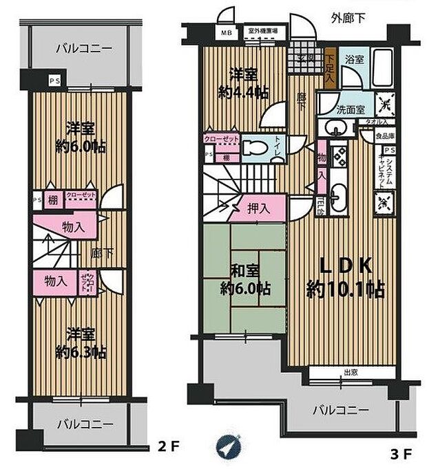 ザ・ステイツ志木パークステージ(4LDK) 3階の間取り図