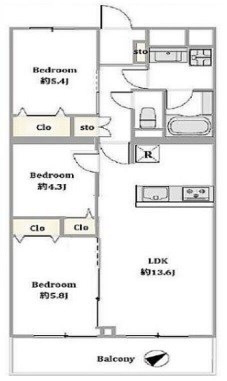 メゾン和光台(3LDK) 9階の間取り図