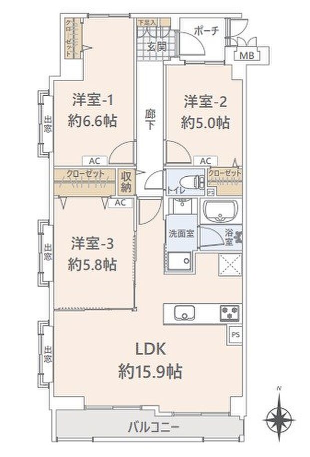 コスモ戸田ピアハイツ(3LDK) 2階の間取り図