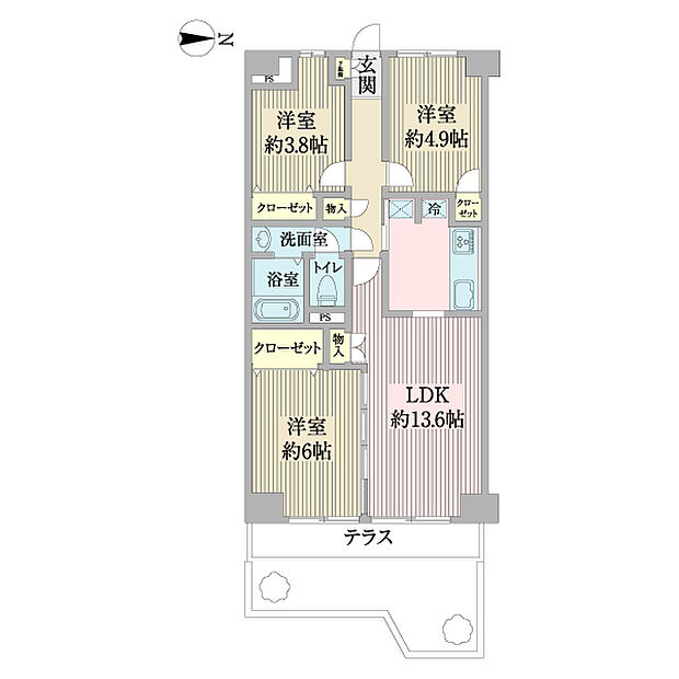 エンゼルハイム西六郷(3LDK) 1階の内観