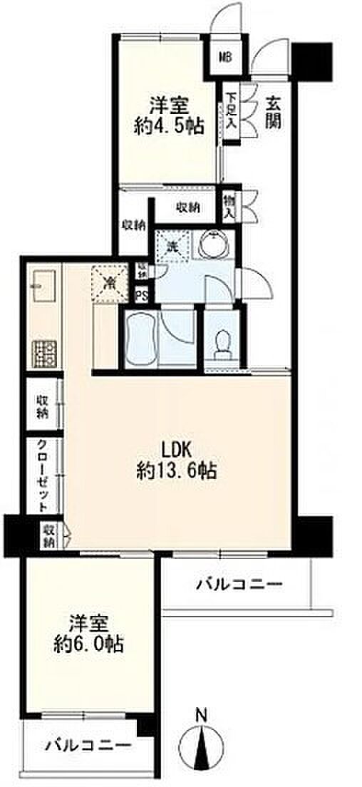 ソフィア東雪谷(2LDK) 3階の間取り図