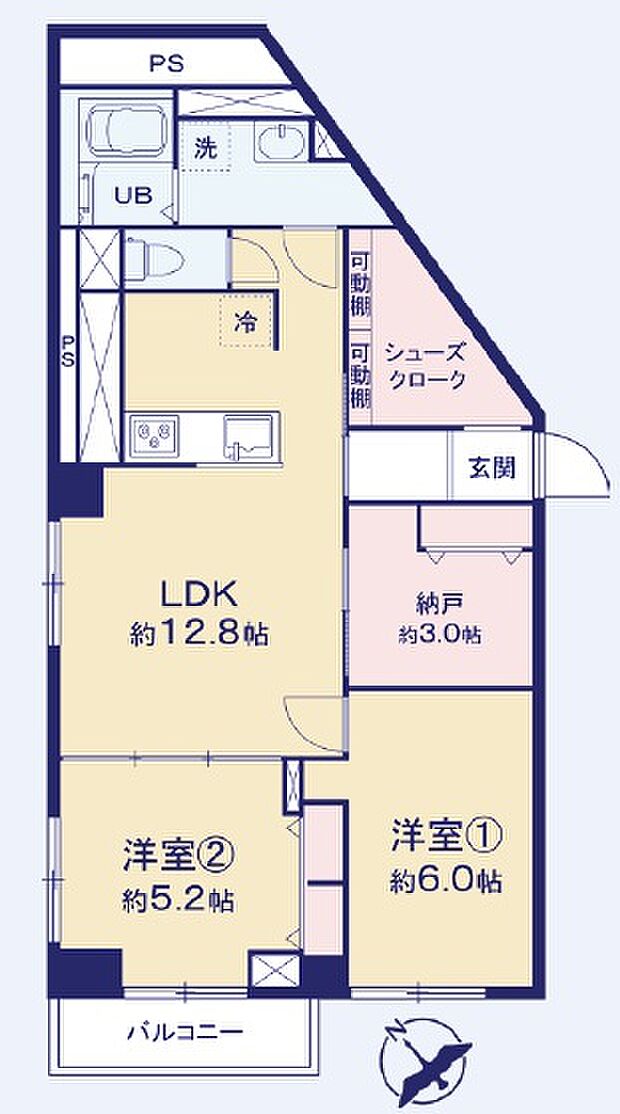 東武越谷サンライトマンション(2SLDK) 2階の間取り図
