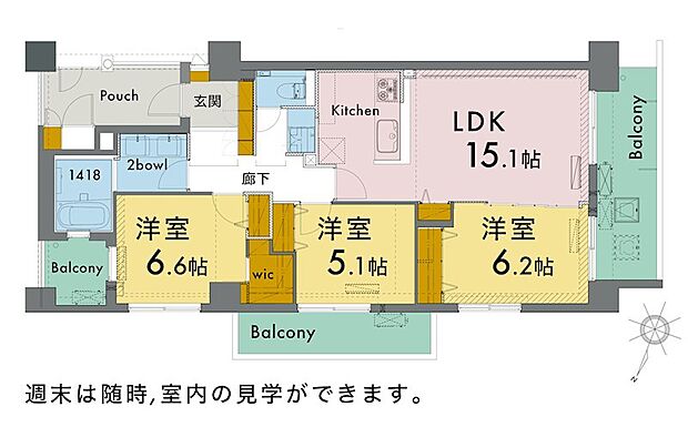 藤和桜新町ホームズ(3LDK) 3階の間取り図