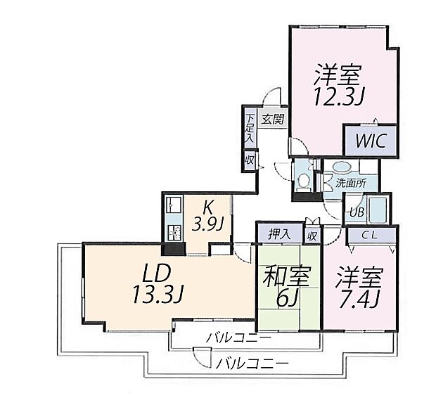 谷塚コリーナ・ライオンズタワー谷塚(3LDK) 25階の間取り図