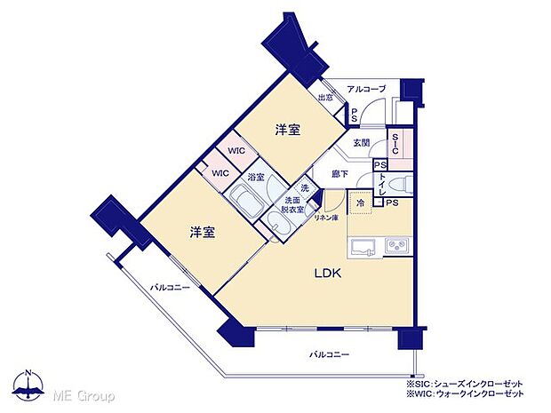 グローベルタワー梅島(2LDK) 3階の間取り図