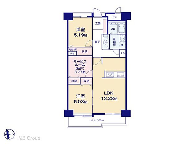 リーべパトリー竹ノ塚(2SLDK) 4階の間取り図