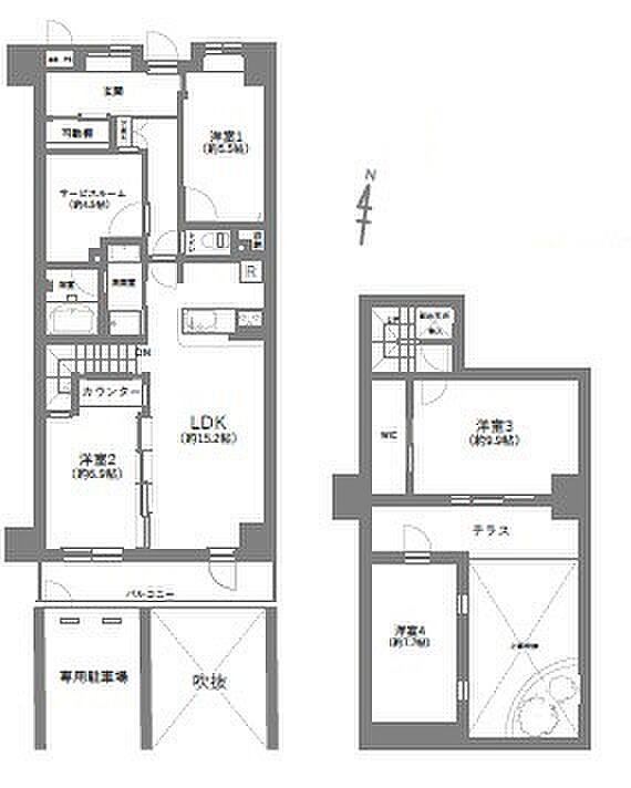 ライオンズステーションプラザめじろ台(4SLDK) 1階の間取り図