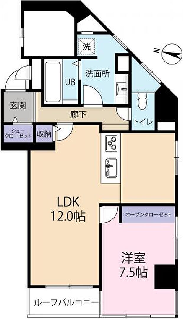 ライオンズマンション本駒込・壇(1LDK) 2階の間取り図
