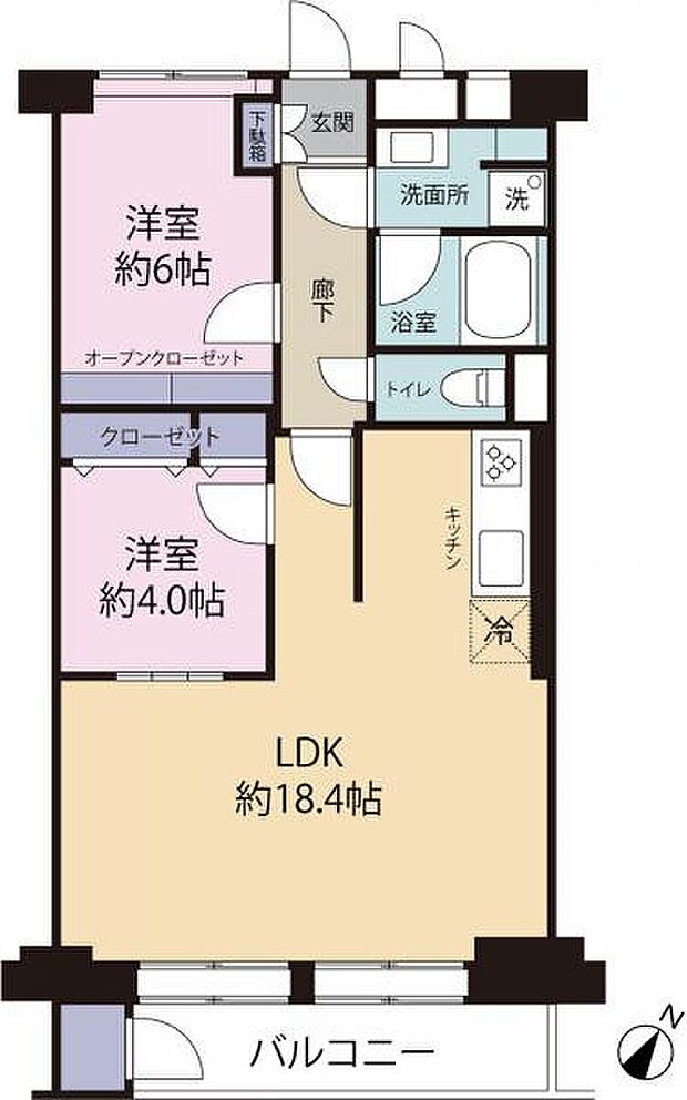 藤和高輪台コープ(2LDK) 3階の間取り図