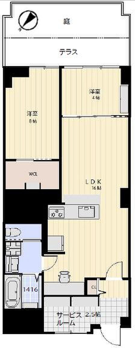 南平台セントラルハイツ(2LDK) 1階の間取り図