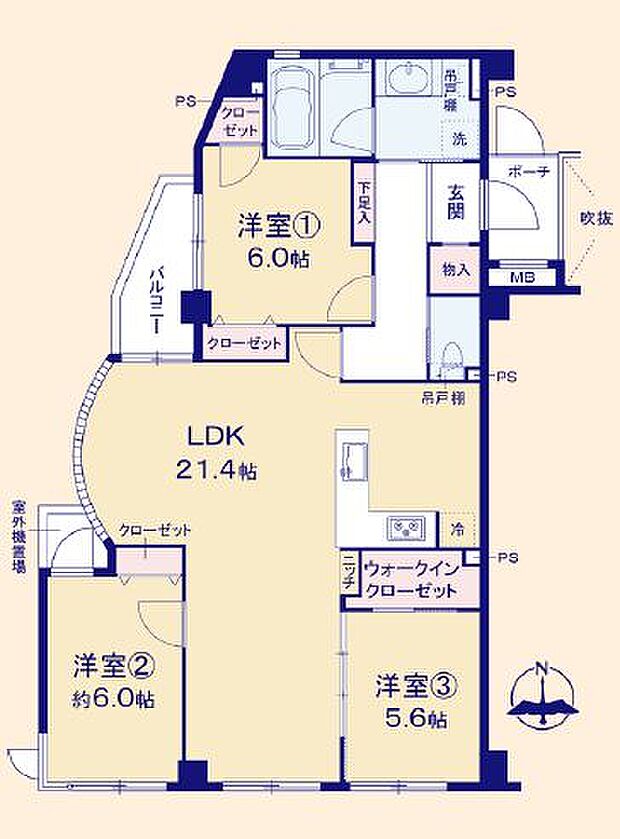 グランドステージ蒲田(2LDK) 4階の間取り図
