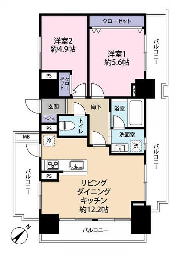 リーラ文京本駒込(2LDK) 10階の内観