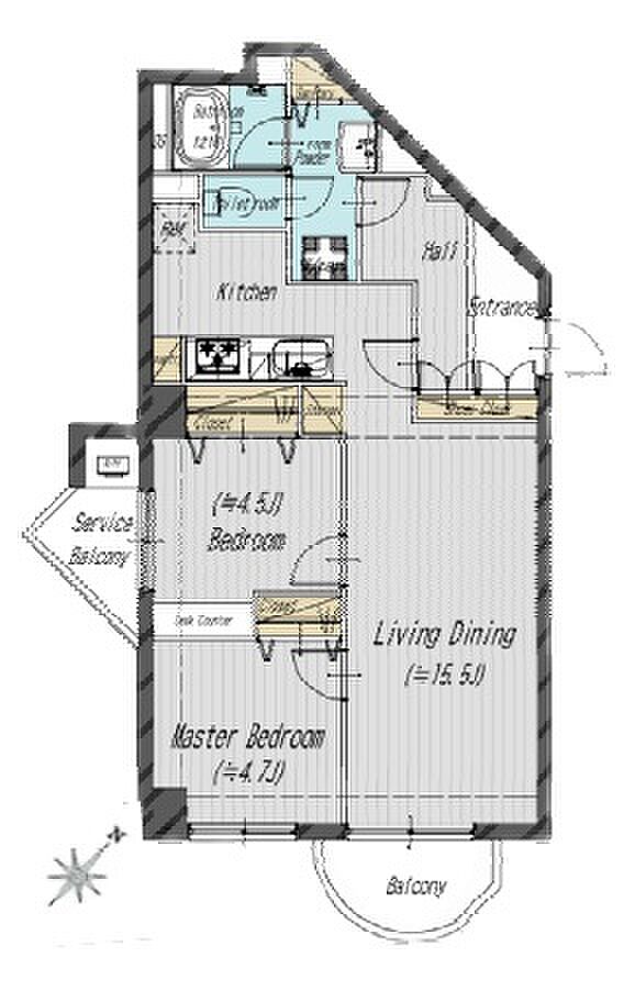 イトーピア五反田マンション(2LDK) 8階の間取り図