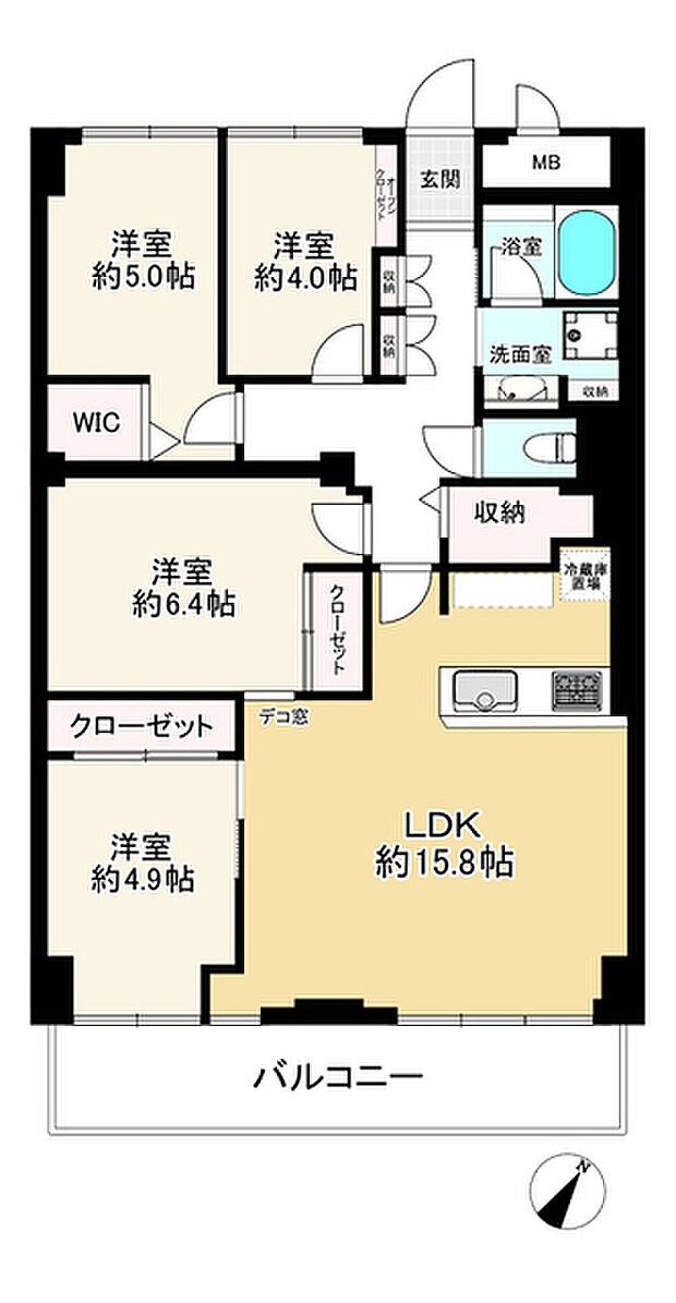 なぎさニュータウン4号棟(4LDK) 3階の間取り図