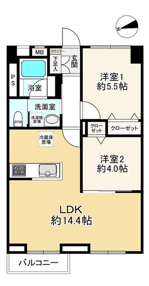 北砂四丁目住宅(2LDK) 8階の間取り図
