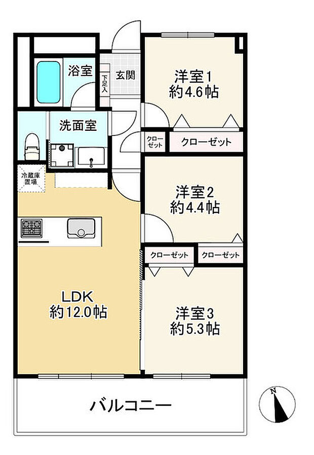 宇喜田住宅(3LDK) 8階の内観