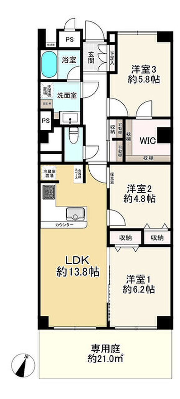京成サンコーポ小岩(3LDK) 1階の間取り図