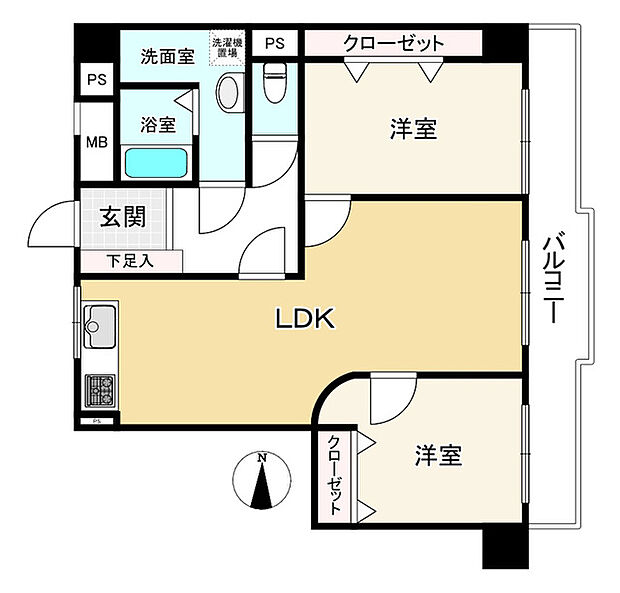 ハピーハイツニュー亀戸(2LDK) 3階の間取り図
