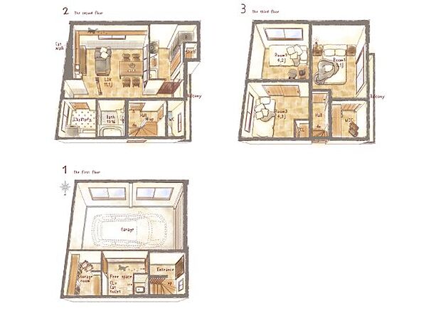 「ネコリノベ」物件♪2024年2月完成しました。猫ちゃんんと暮らす3階建て×3SLDKのお家です。