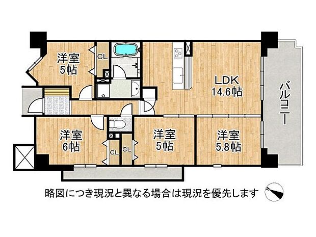 ゆったり設計の3LDK！各居室に収納スペースを確保しています。