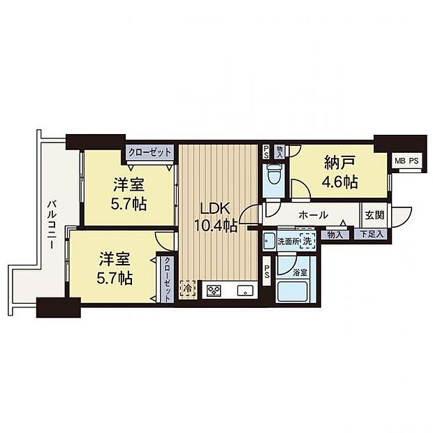 ホーユウパレス横浜羽沢(2SLDK) 5階の間取り図