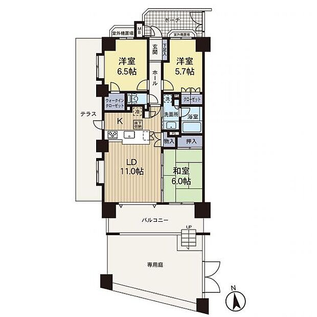 エルズ中山(3LDK) 1階の間取り図