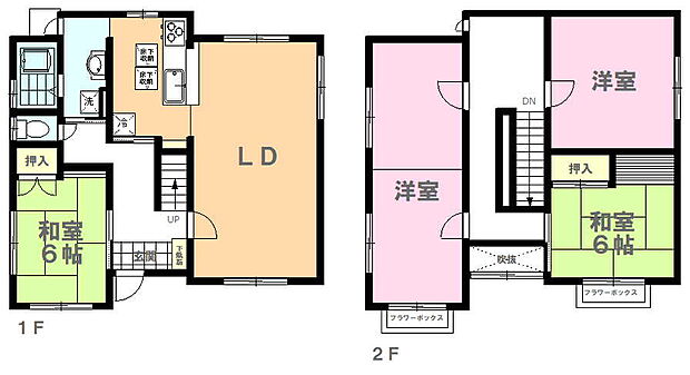 4LDK。2Fの洋室は2部屋に区切れます。
