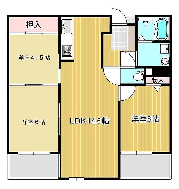 コスモヒルズ北野田(3LDK) 2階/205号室の間取り図