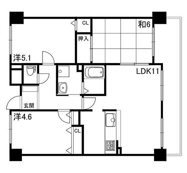 ライオンズマンション姫路野里(3LDK) 2階の間取り図