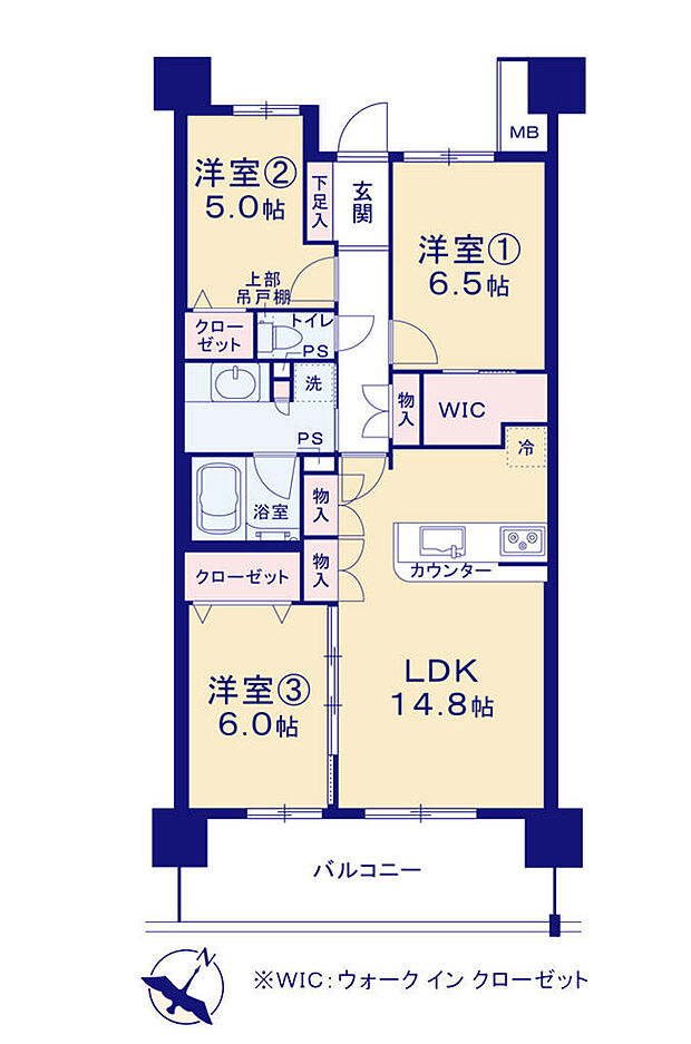 ゼファーアートフィールズフェアステージ(3LDK) 9階の間取り図