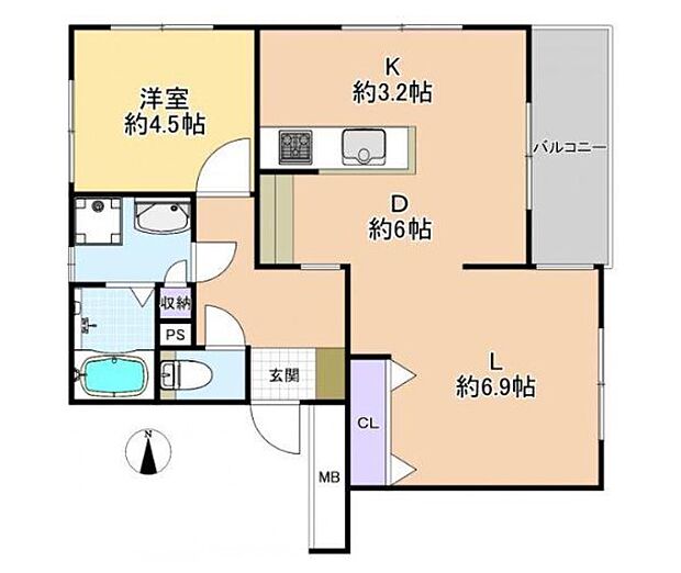 コスモ大泉学園(1LDK) 2階の間取り図