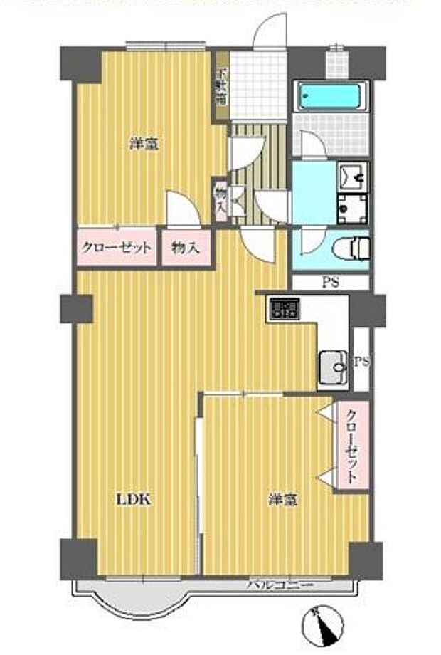 新所沢ミナミプラザ(2LDK) 3階の間取り図
