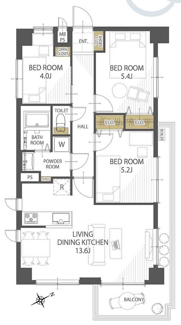 ワコーレ東所沢(3LDK) 2階の間取り図