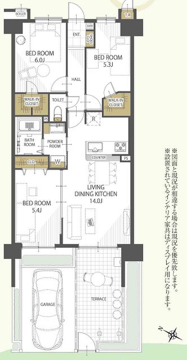 モアステージ武蔵藤沢(3LDK) 1階の間取り図