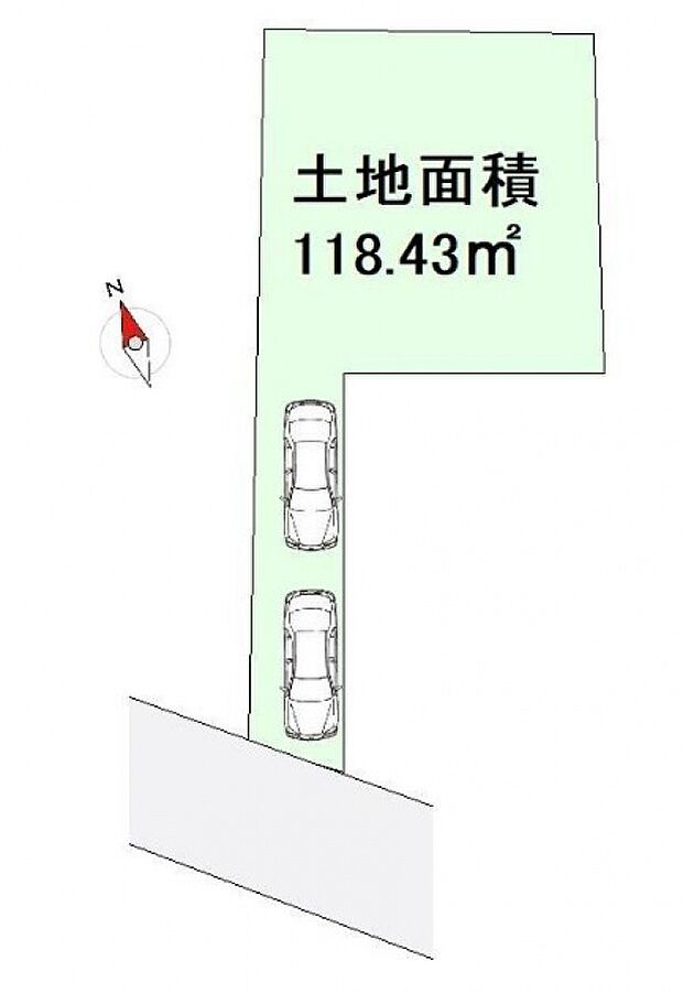 区画図　車庫2台駐車可能なゆとりあるスペース