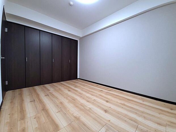 6.1帖の洋室。大型クローゼット完備のため、新たな収納家具を買う必要なく広くお部屋を使うことができます。