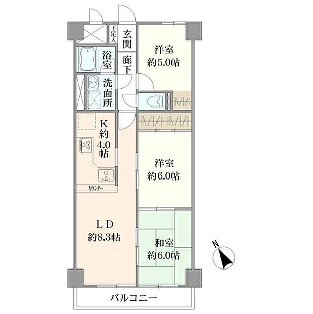 サニーハイツ新横浜(3LDK) 1階の内観