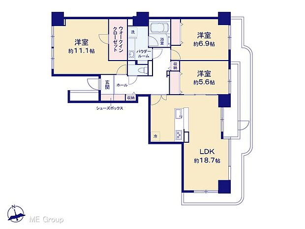 谷塚コリーナ・ライオンズタワー谷塚(3LDK) 23階の間取り図