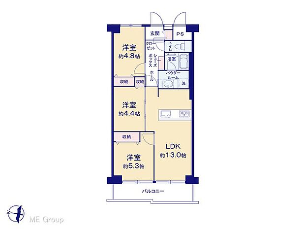 マンハイム竹の塚(3LDK) 5階の間取り図