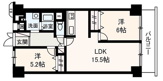 シャルム堺(2LDK) 7階の間取り図