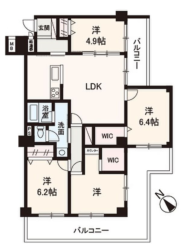 インペリアル千里山田(4LDK) 8階の間取り図
