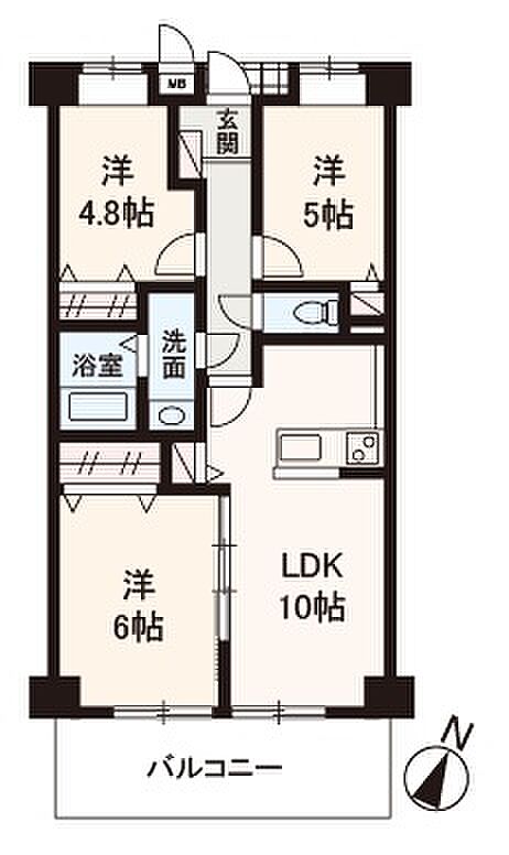 コンドミニアム千里南(3LDK) 6階の間取り図