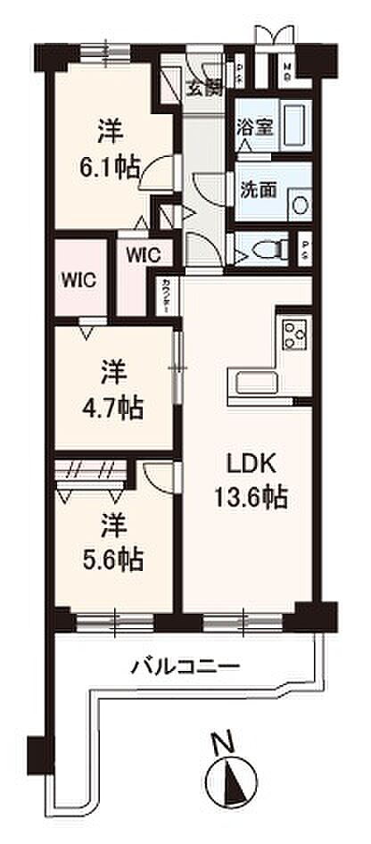 日商岩井第6緑地公園マンション(3LDK) 4階の間取り図