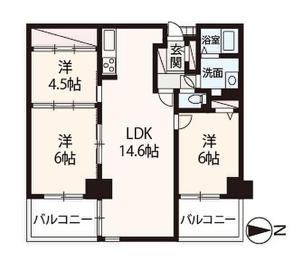 コスモヒルズ北野田(3LDK) 2階の間取り図