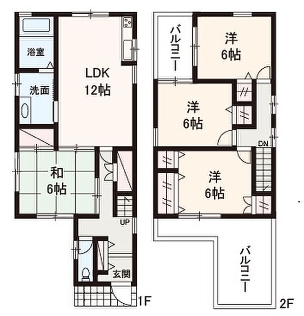 全居室が6帖以上の広さを確保し、プライベート空間も快適な4LDK。南向きを含む、両面バルコニー付き！