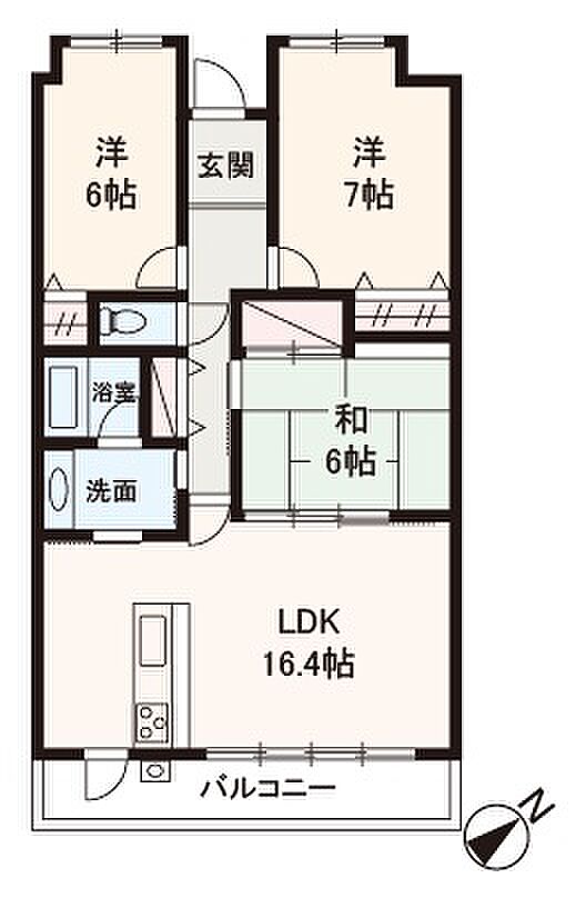 南東向きで陽当り良好な3LDK。全居室6帖以上の広さを確保し、プライベート空間も快適な住まいです！