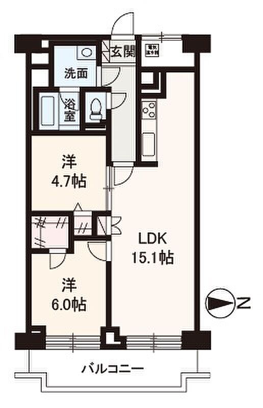 サンマンション江坂(2LDK) 7階の間取り図